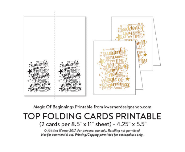 DIY Foil - Magic of Beginnings Printable PDF (8.5x11, 5x7, 4x6, and A2 cards)
