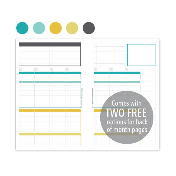 PlanThis Week-on-2-Pages Planner Pages - Aqua Gold Uneven Daily Sections (Half-Letter)