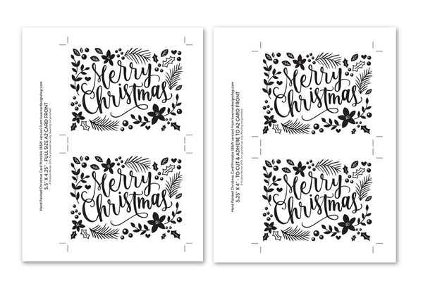 DIY Foil - Hand Painted Christmas Card Printable (black version)