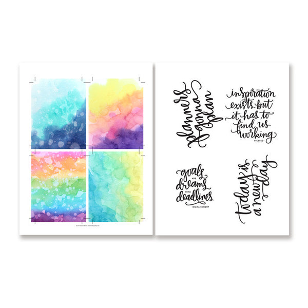 PlanThis DIY Watercolor Foil Planner 3x4 Cards (PDF files)